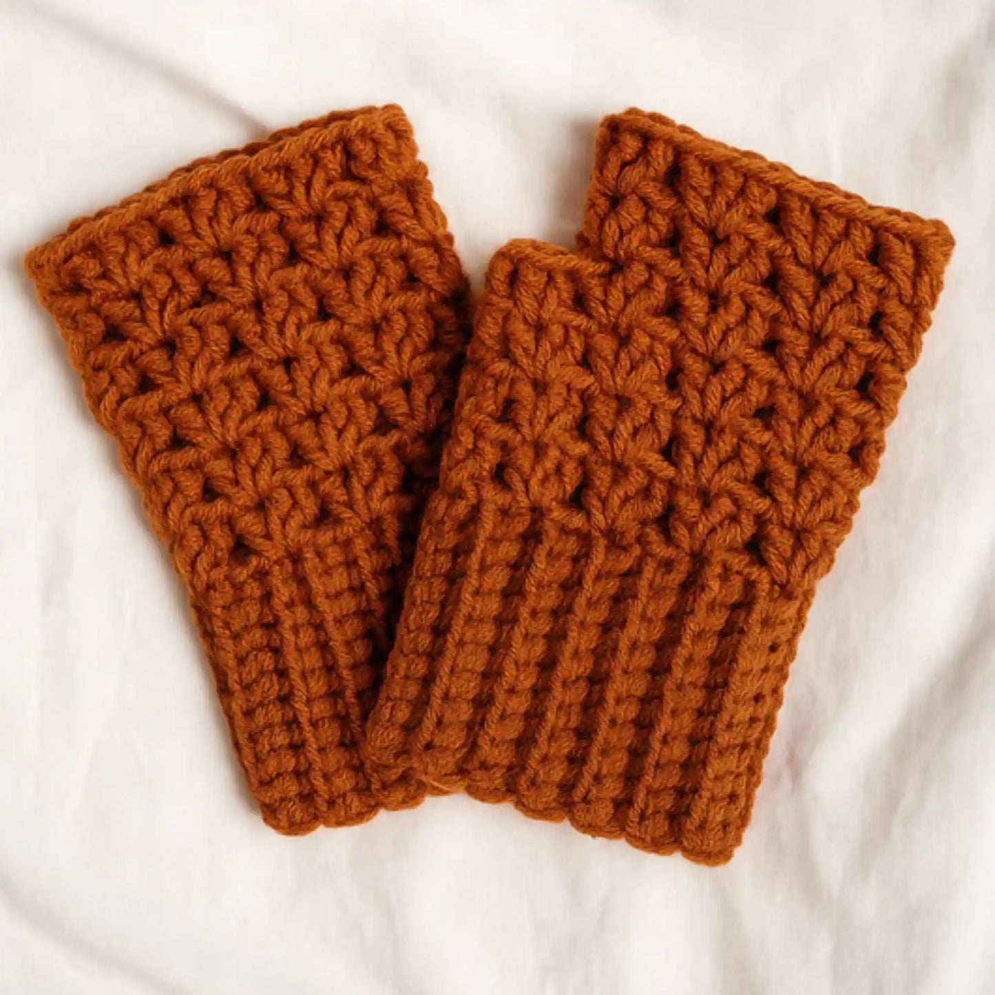 Rust Brown Handmade Crochet Fingerless Gloves ( 2 Pieces set)