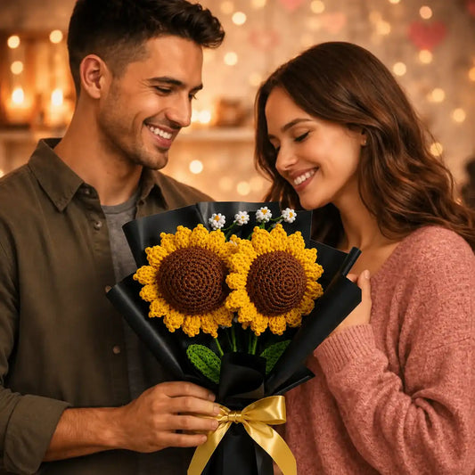 Handmade Duo Crochet Sunflower Bouquet | Everlasting Gift for Her