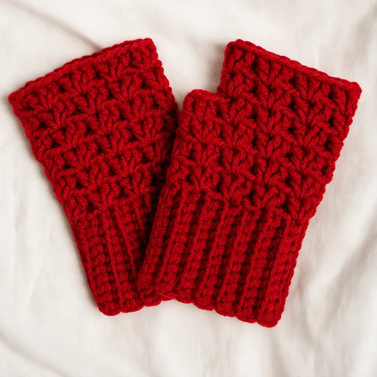 Rust Brown Handmade Crochet Fingerless Gloves ( 2 Pieces set)