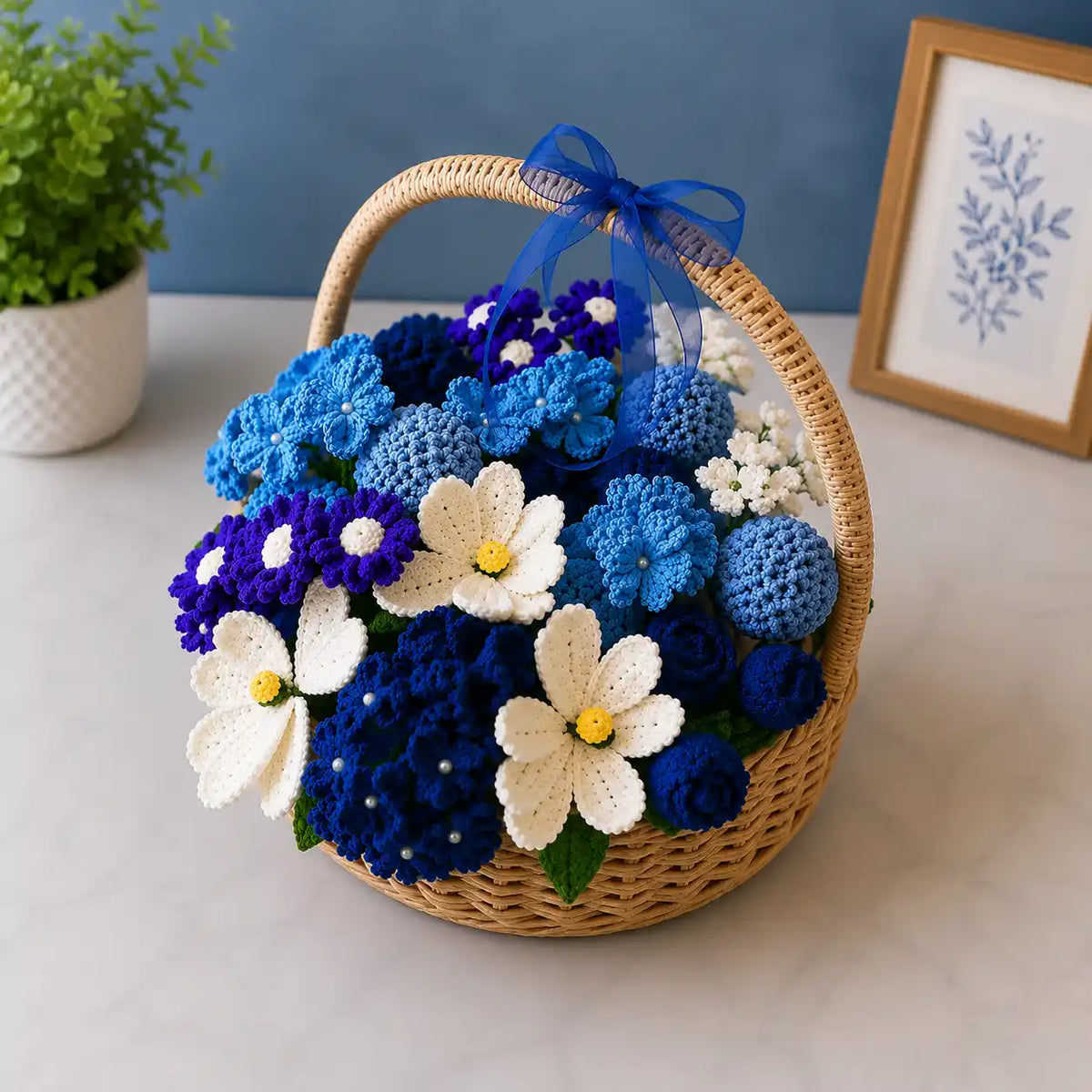Handmade Crochet Flower Basket