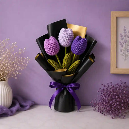Crochet Lavender Tulip Small Bouquet