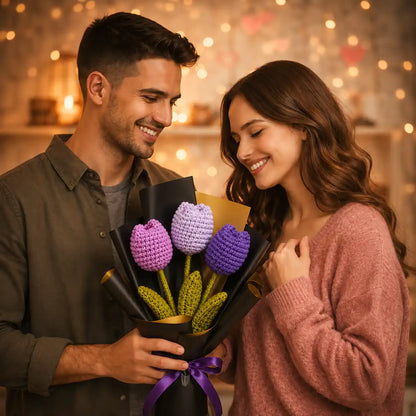 Crochet Lavender Tulip Small Bouquet