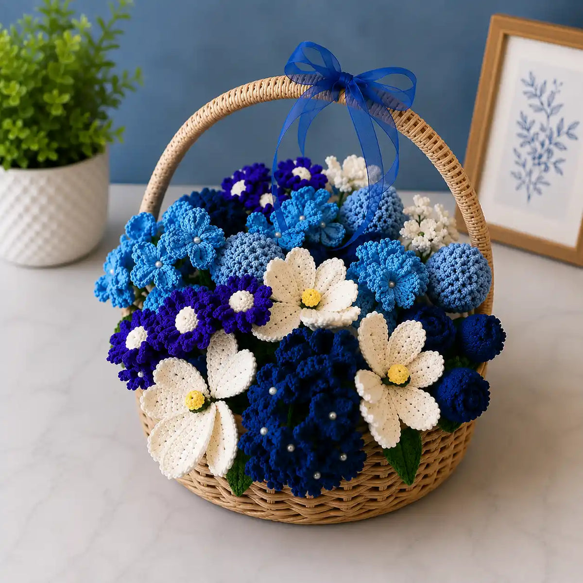 Handmade Crochet Flower Basket