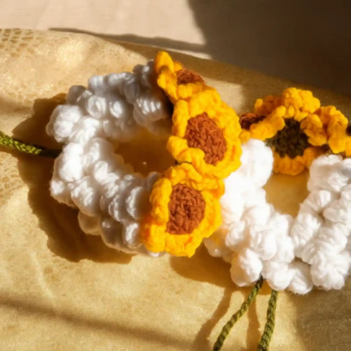 Handmade Crochet Sunflower Gajra – Bridal Wrist Accessory (1 Pair)