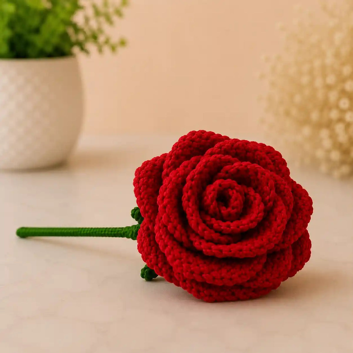 Crochet Red Rose