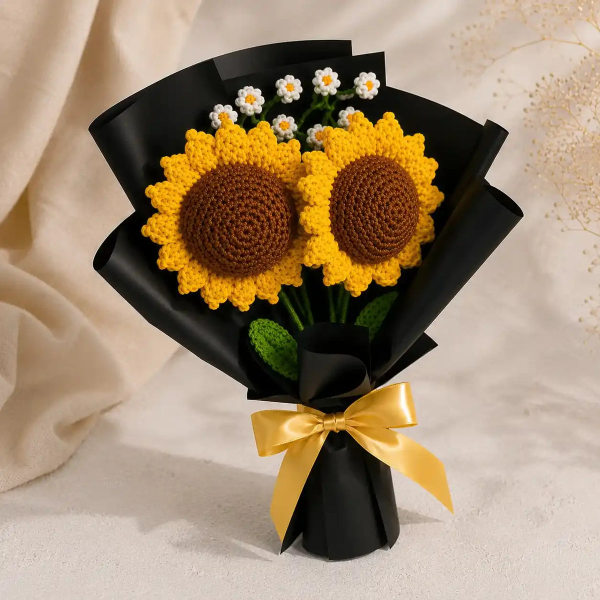 Handmade Duo Crochet Sunflower Bouquet | Everlasting Gift for Her