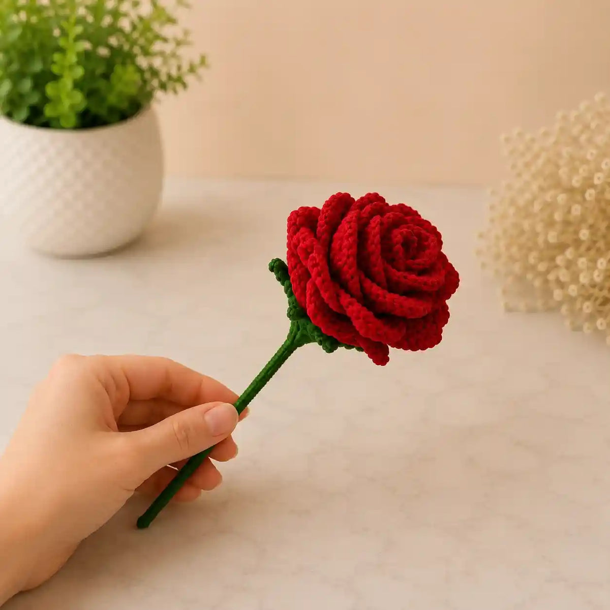 Crochet Red Rose