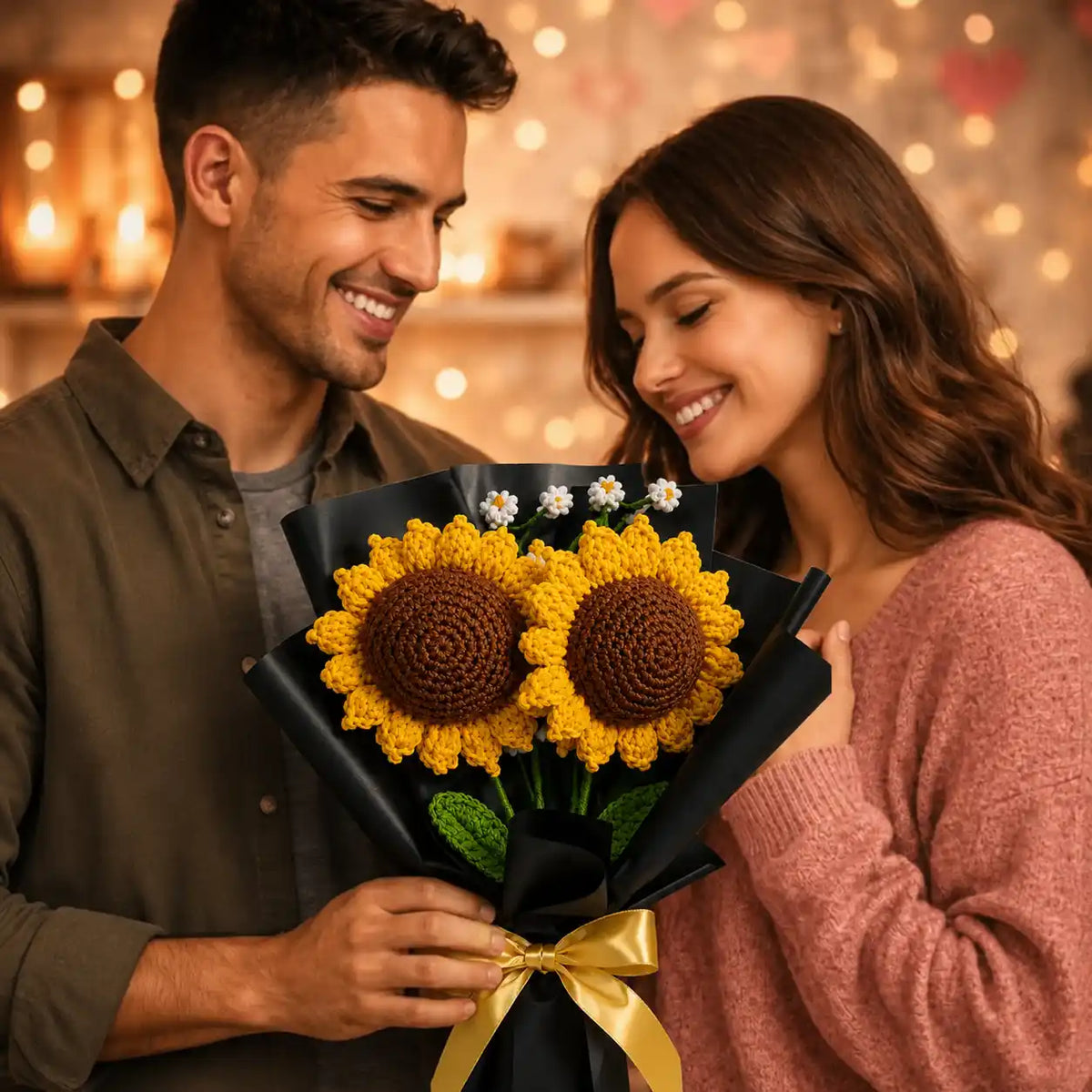 Handmade Duo Crochet Sunflower Bouquet | Everlasting Gift for Her