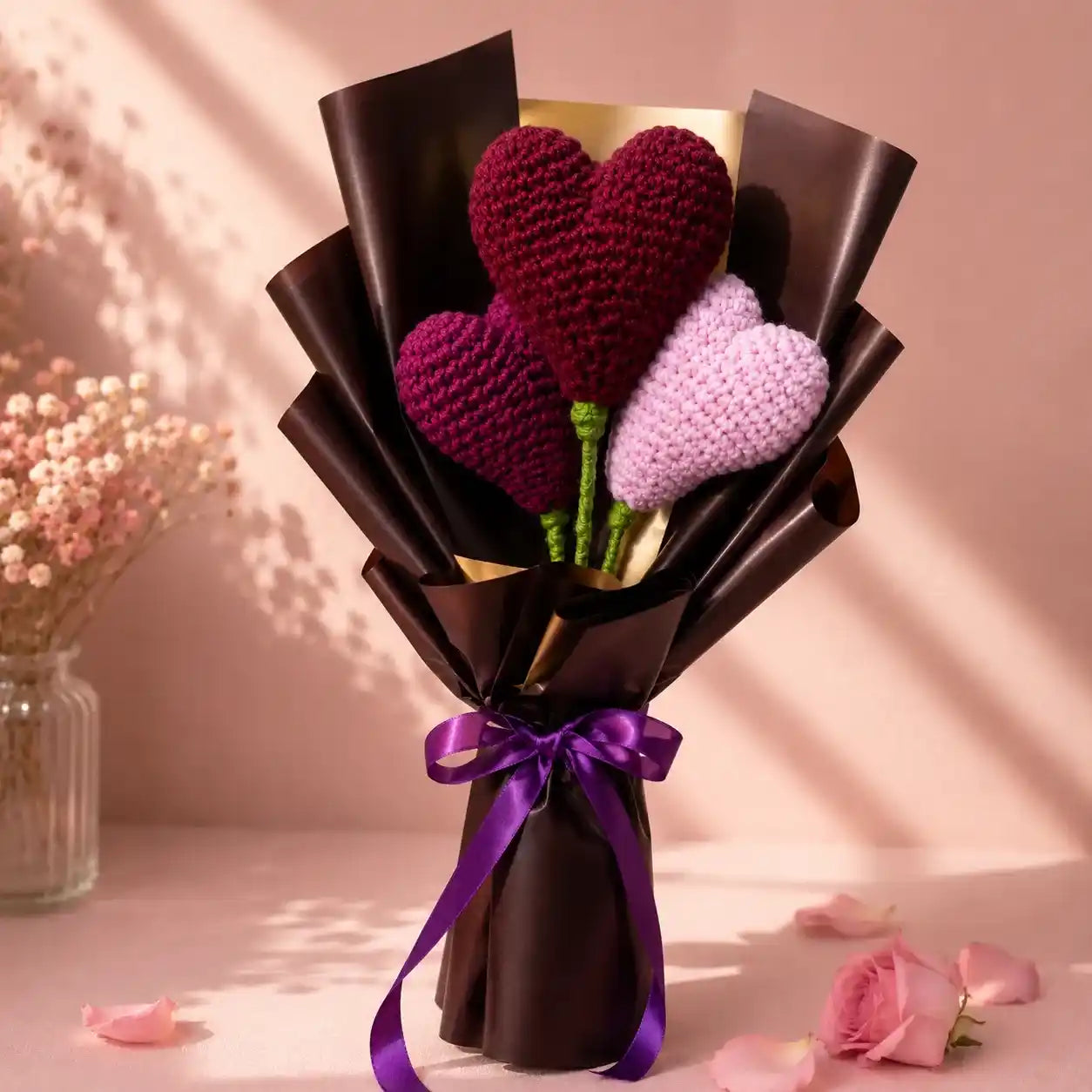 Crochet Heart Bouquet