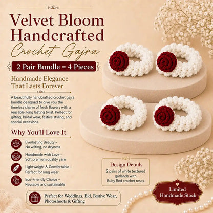 Velvet Bloom Handcrafted Crochet Gajra Rose Gajra