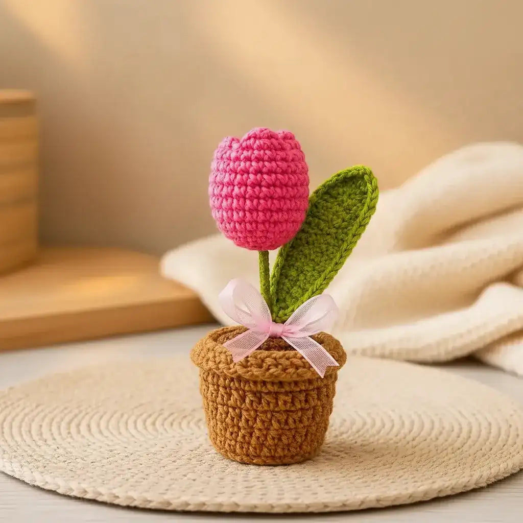 Handmade Crochet Flower Pot (Set of 3)