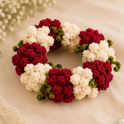 Red and White Crochet Gajra