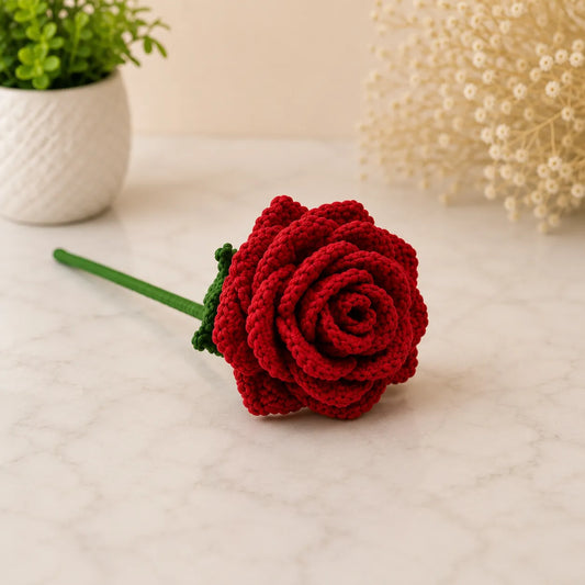 Crochet Red Rose