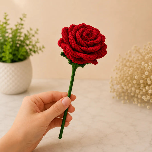 Crochet Red Rose