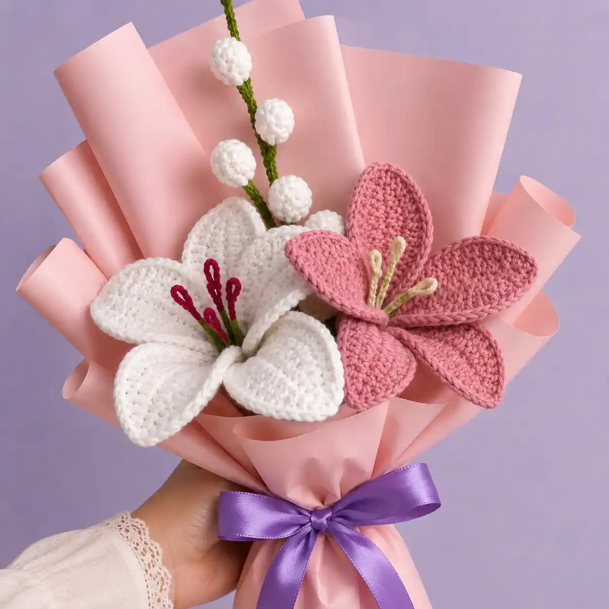 Crochet Lily Bouquet Blush Pink