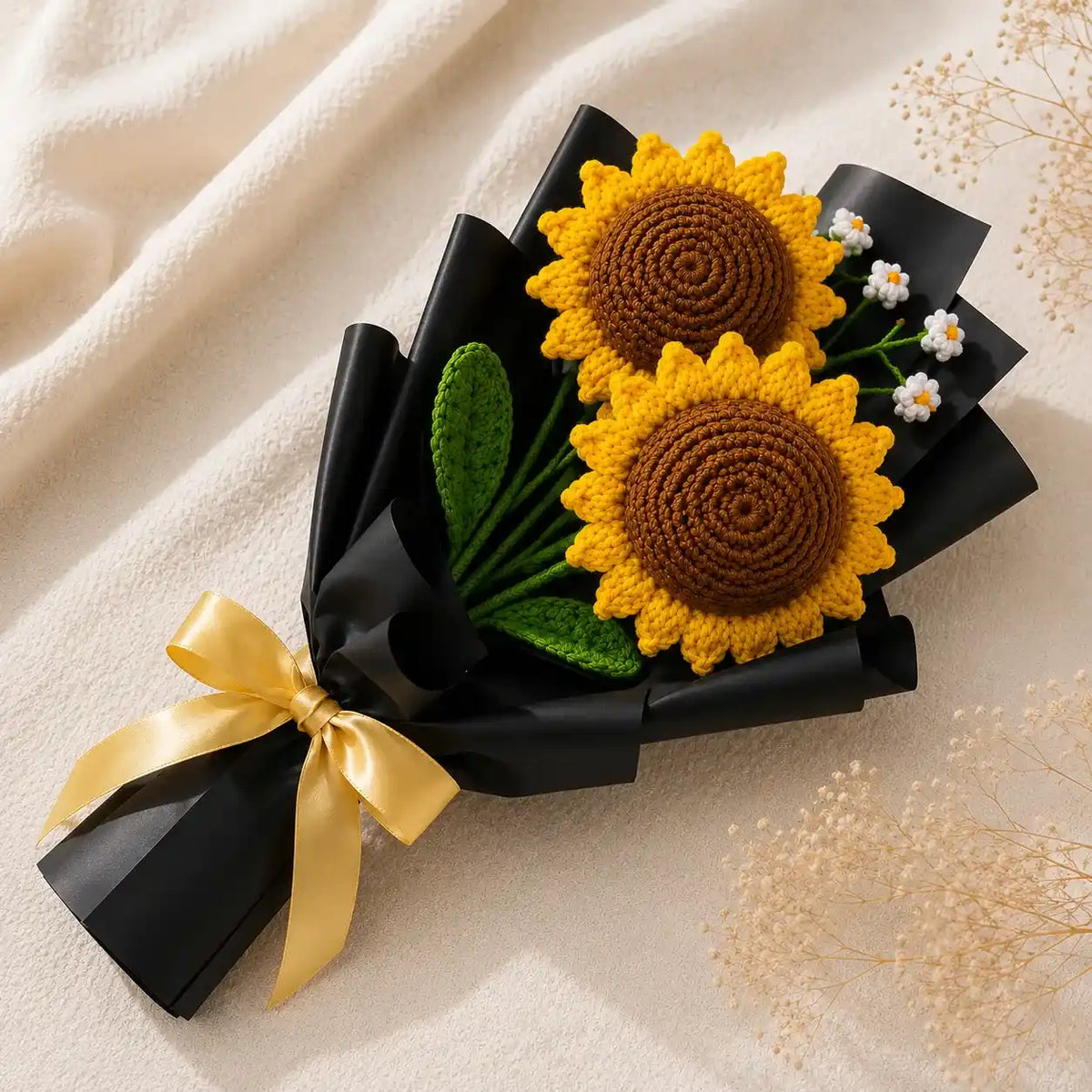 Handmade Duo Crochet Sunflower Bouquet | Everlasting Gift for Her