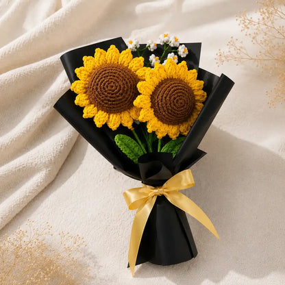 Handmade Duo Crochet Sunflower Bouquet | Everlasting Gift for Her