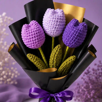 Crochet Lavender Tulip Small Bouquet