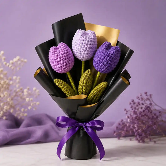 Crochet Lavender Tulip Small Bouquet