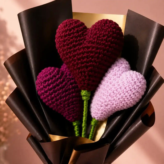 Crochet Heart Bouquet