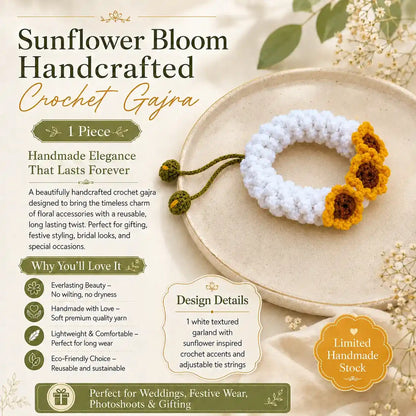 Handmade Crochet sunflower Gajra
