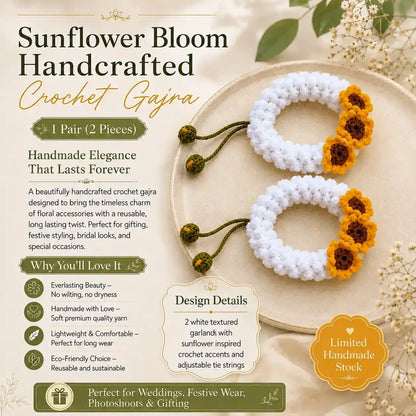 Handmade Crochet sunflower Gajra