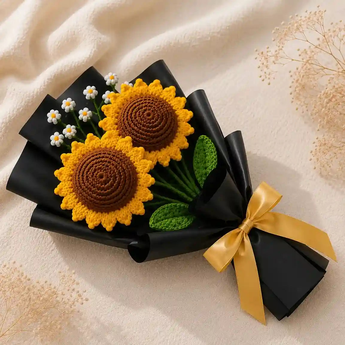 Handmade Duo Crochet Sunflower Bouquet | Everlasting Gift for Her