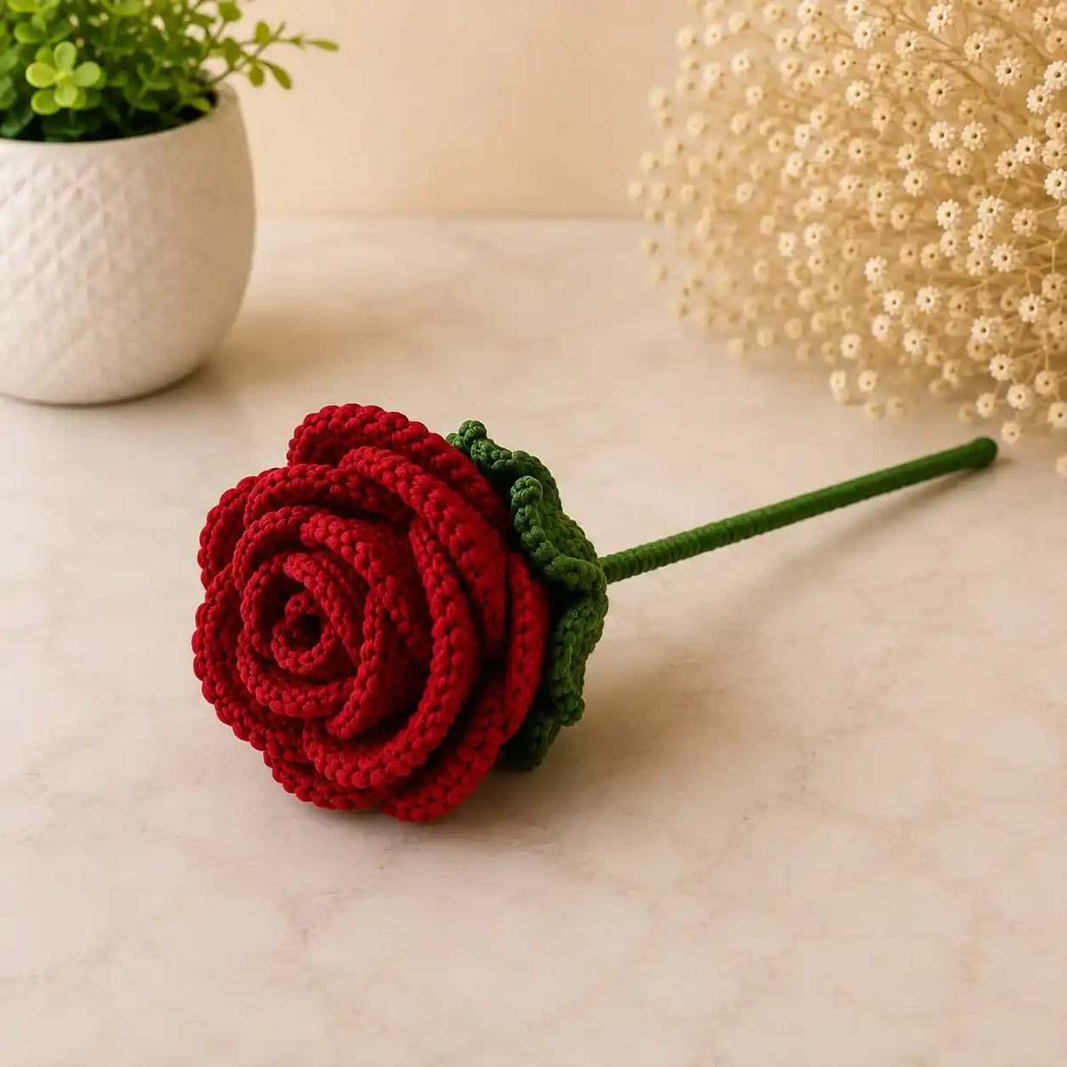 Crochet Red Rose