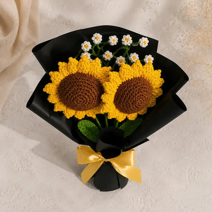 Handmade Duo Crochet Sunflower Bouquet | Everlasting Gift for Her
