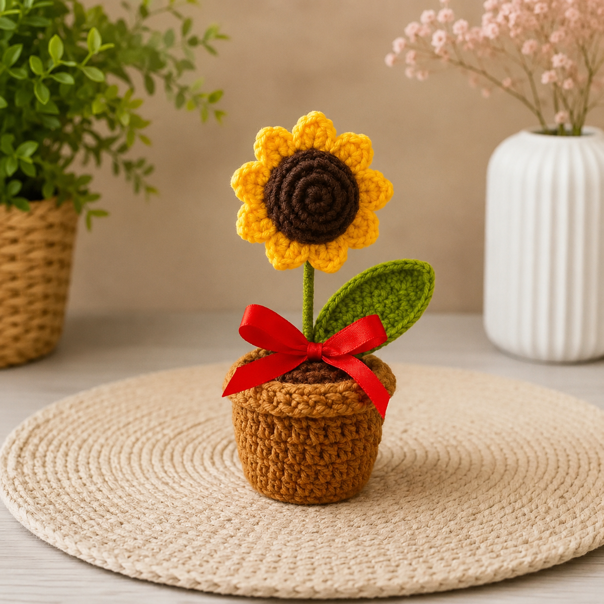 Handmade Crochet Flower Pot (Set of 3)