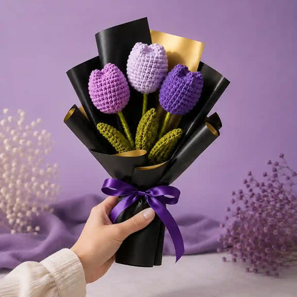 Crochet Lavender Tulip Small Bouquet