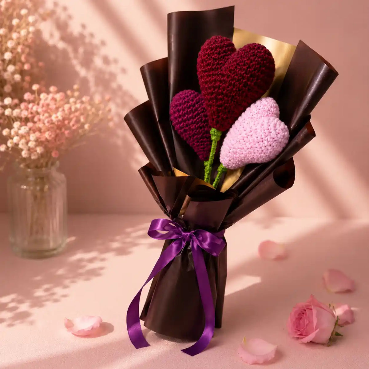 Crochet Heart Bouquet