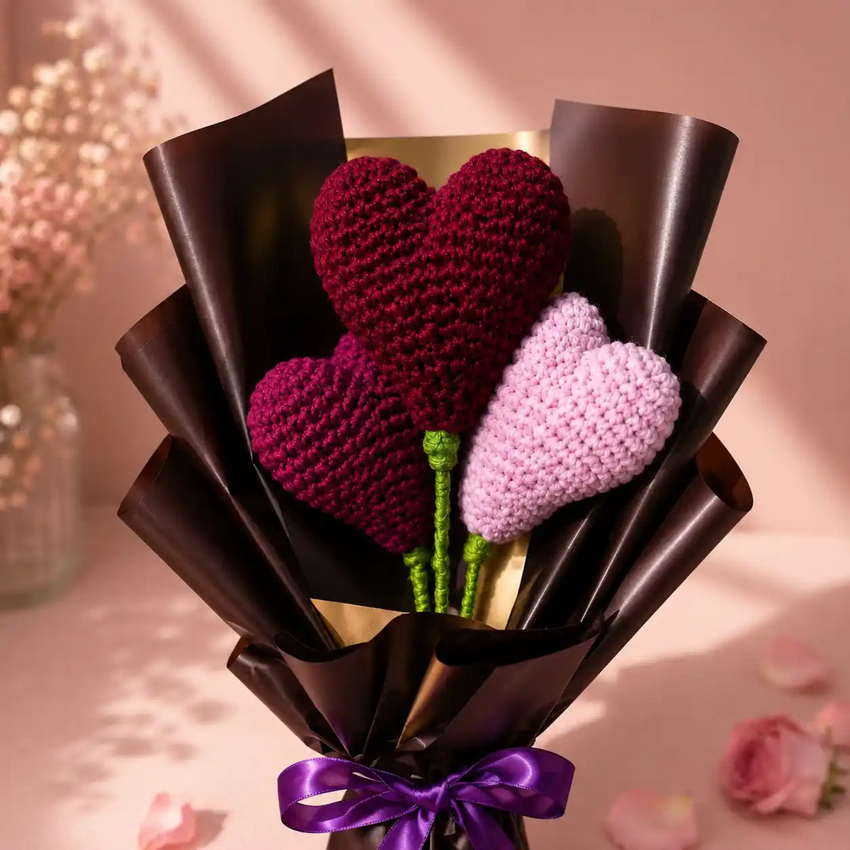 Crochet Heart Bouquet