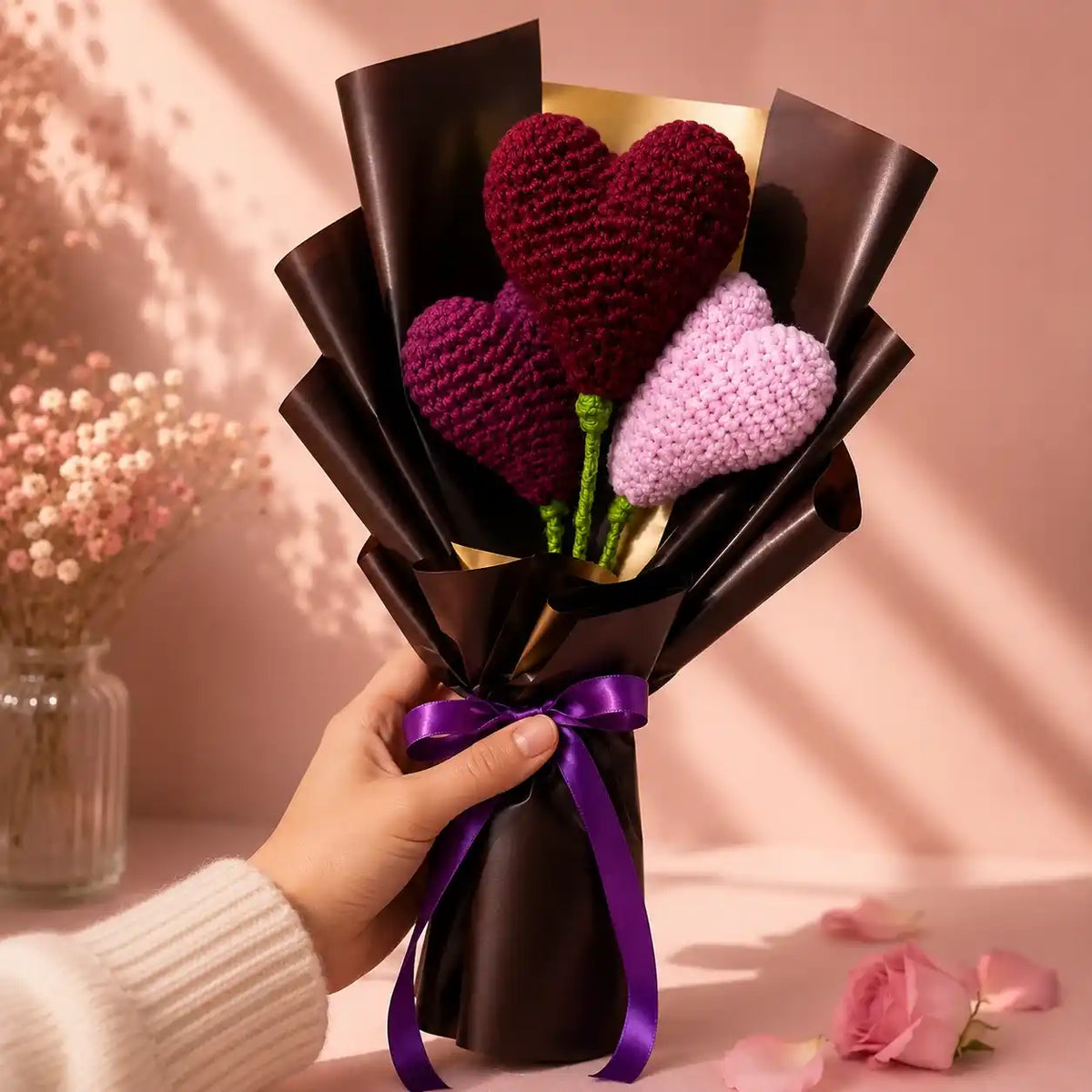 Crochet Heart Bouquet
