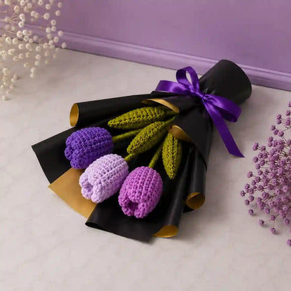 Crochet Lavender Tulip Small Bouquet