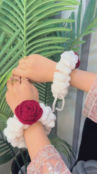 Crochet Rose Wrist Gajra for Her | Handmade Floral Gajra Gift