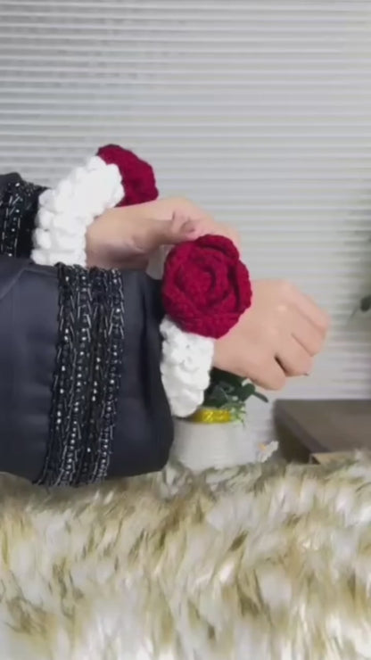 Crochet Rose Wrist Gajra for Her | Handmade Floral Gajra Gift